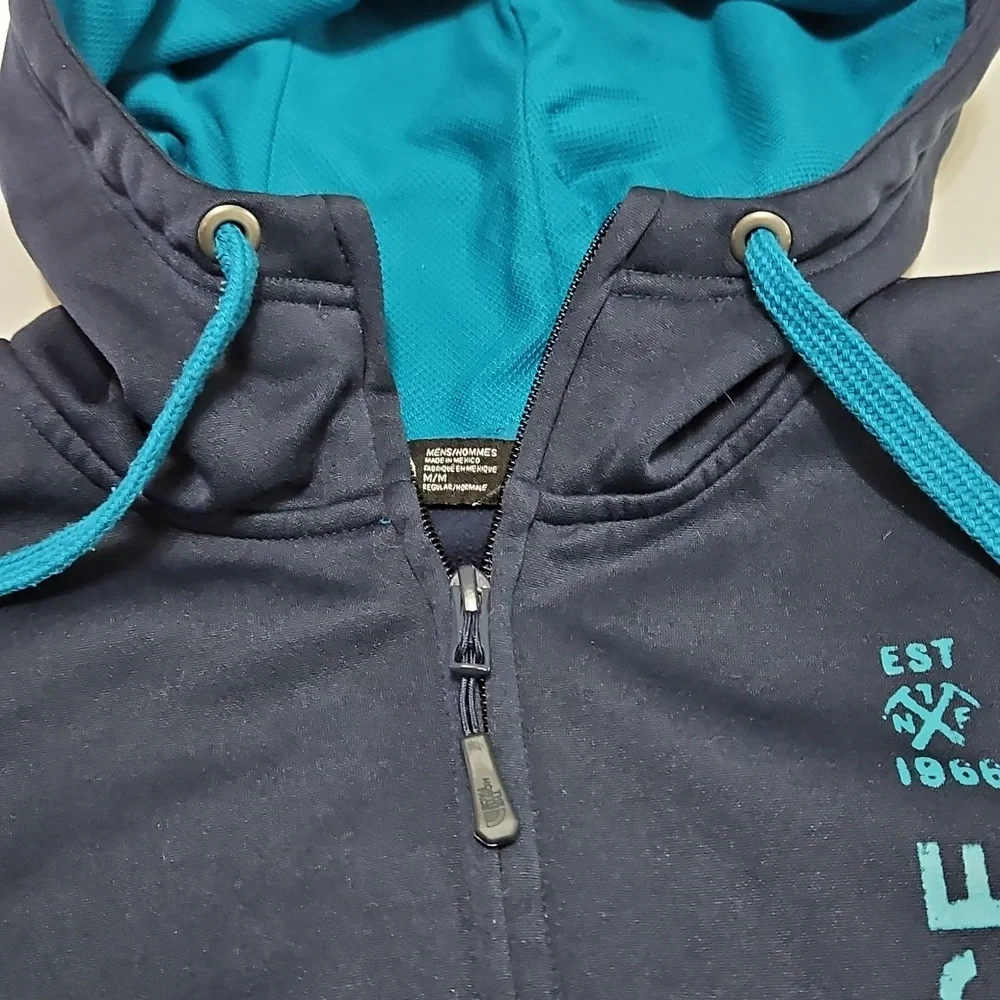 The North Face Full Zip Hooded Sweatshirt Jacket Men's Size M/M Navy Blue #1023